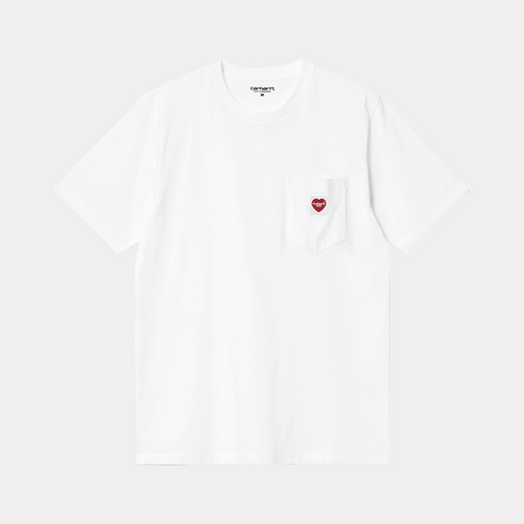 CARHARTT WIP POCKET HEART TEE - WHITE/RED