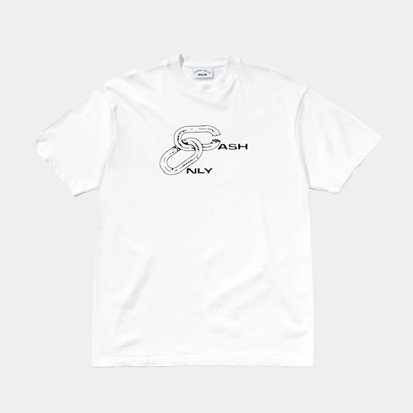 CASH ONLY CHAIN TEE - WHITE