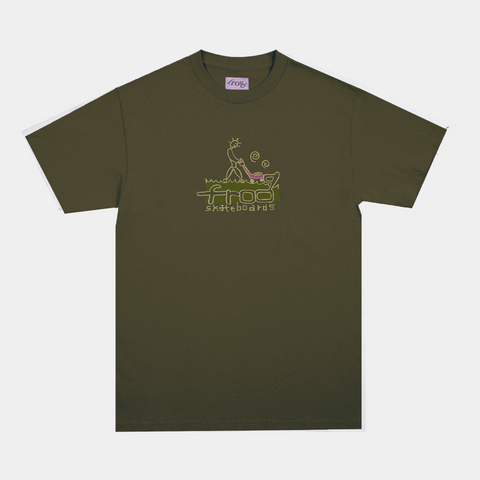 FROG LAWN MOWER MAN TEE - ARMY