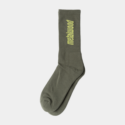 METALWOOD LOGO CREW SOCK - OLIVE