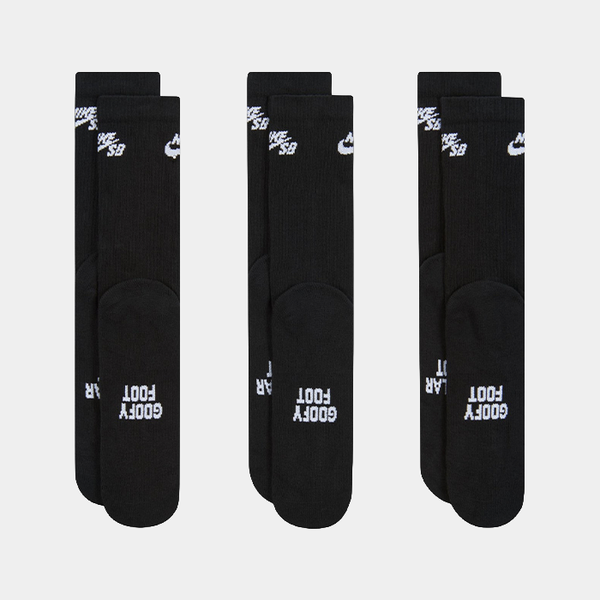 NIKE EVERYDAY ELEVATED CUSHIONED CREW SOCKS 3-PACK - BLACK