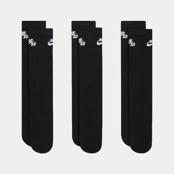 NIKE EVERYDAY ELEVATED CUSHIONED CREW SOCKS 3-PACK - BLACK