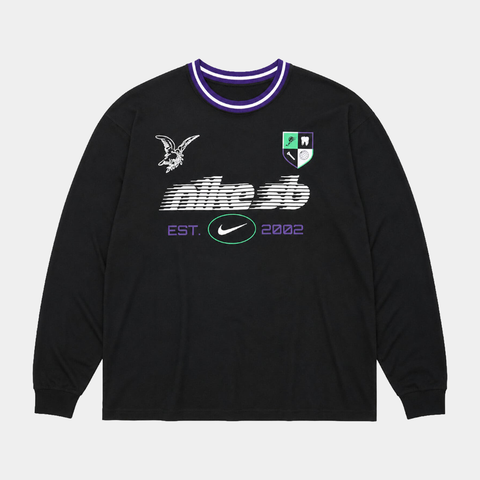 NIKE SB LONG SLEEVE SKATE TEE - BLACK