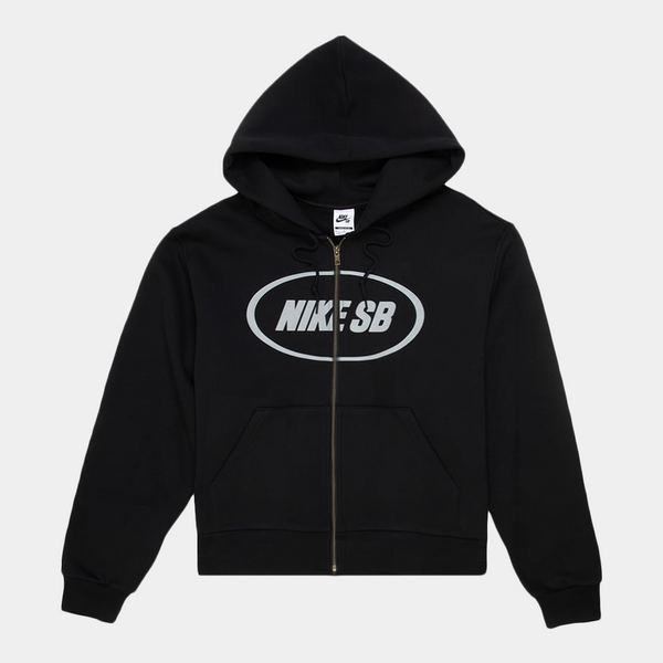 NIKE SB OVAL LOGO SKATE ZIP-UP HOODIE - BLACK/GREY
