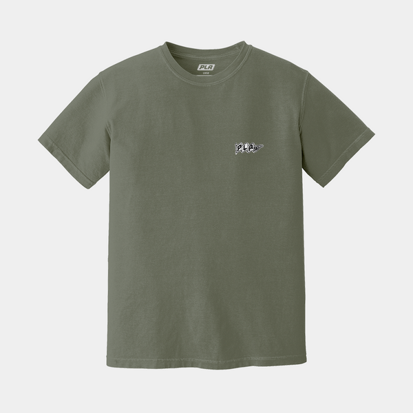 PLA EMBOIDERED FLAG LOGO TEE - MOSS