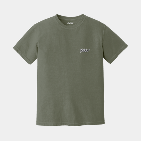PLA EMBOIDERED FLAG LOGO TEE - MOSS