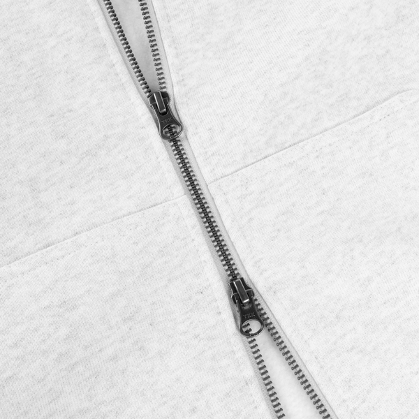 DIME CURSIVE SMALL LOGO ZIP HOODIE - ASH/WHITE