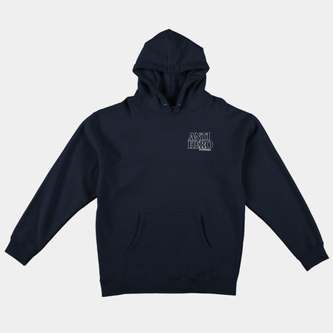 ANTI-HERO LIL BLACK HERO OUTLINE HOODIE - DEEP NAVY/WHITE