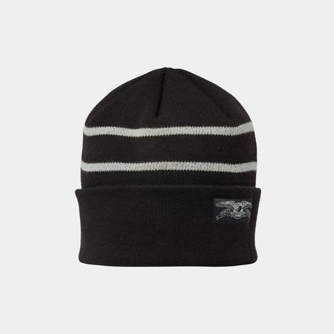 ANTI-HERO STOCK EAGLE LABEL STRIPE CUFF BEANIE - BLACK/GREY