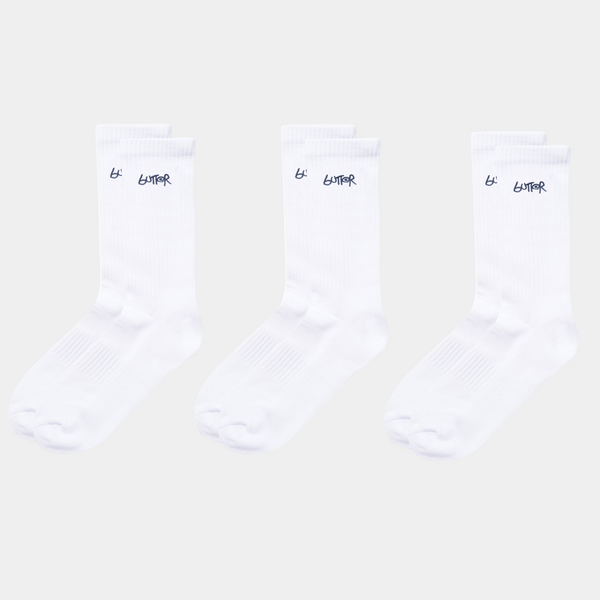 BUTTER GOODS 3-PACK BASIC SOCKS - WHITE