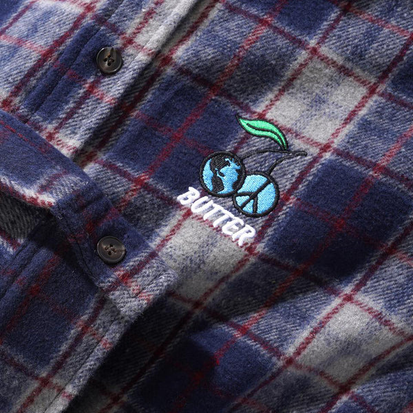 BUTTER GOODS CHERRY FLANNEL SHIRT - NAVY