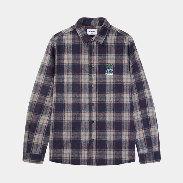 BUTTER GOODS CHERRY FLANNEL SHIRT - NAVY