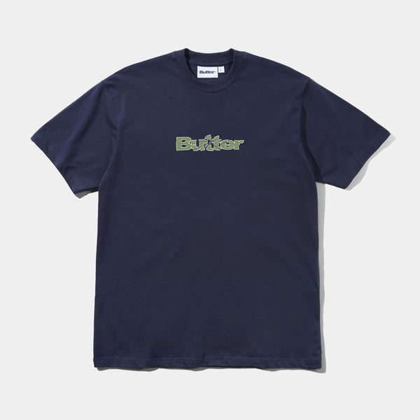 BUTTER GOODS SMASHED LOGO TEE - NAVY