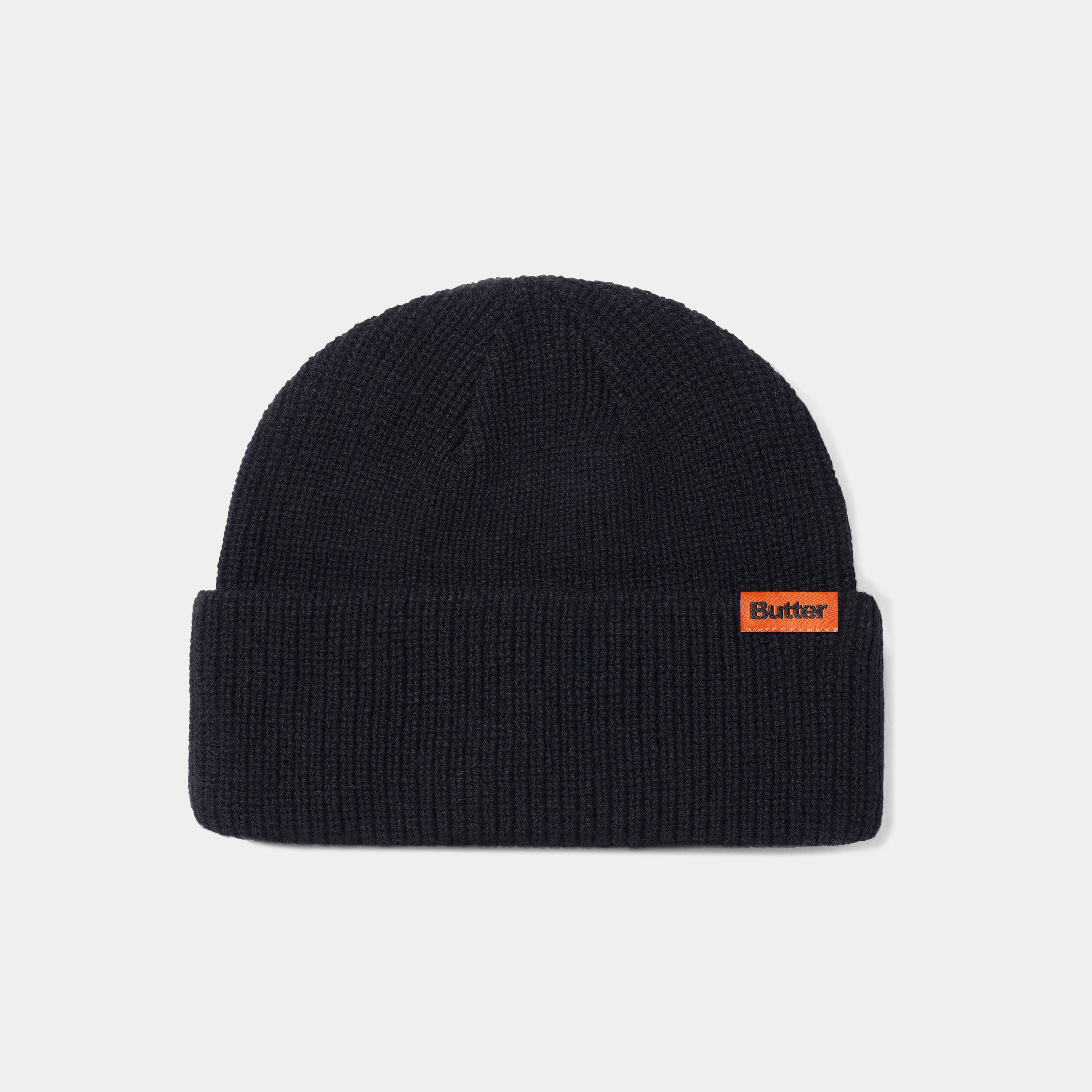 BUTTER GOODS TALL WHARFIE BEANIE - BLACK - PLA Skateboarding BUTTER GOODS TALL WHARFIE BEANIE - BLACK - PLA Skateboarding