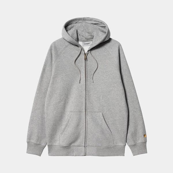 CARHARTT WIP HOODED CHASE ZIP-UP - GREY HEATHER/GOLD