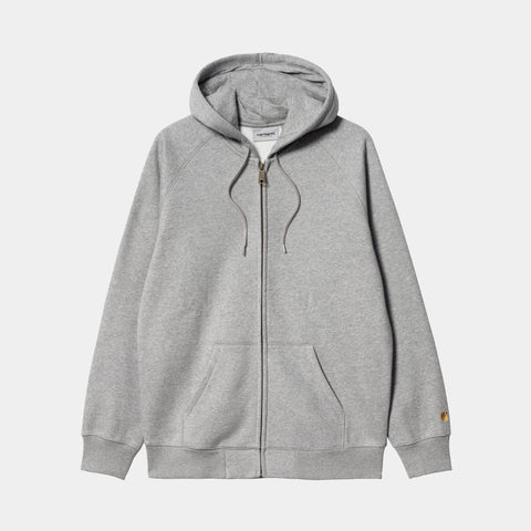 CARHARTT WIP HOODED CHASE ZIP-UP - GREY HEATHER/GOLD
