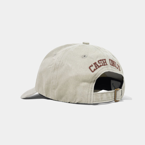 CASH ONLY CAMPUS 6 PANEL HAT - WASHED GREY
