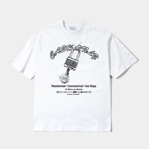 CASH ONLY LOCKSMITH TEE - WHITE