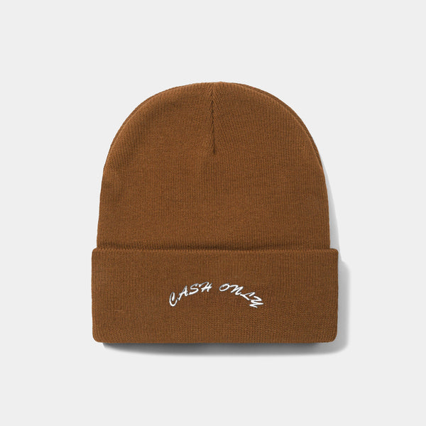 CASH ONLY LOGO BEANIE - BROWN