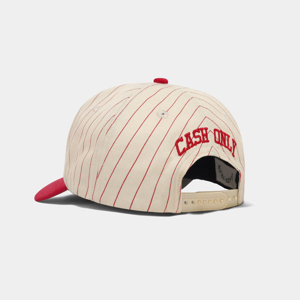 CASH ONLY SLUGGER 5 PANEL HAT - NATURAL/RED
