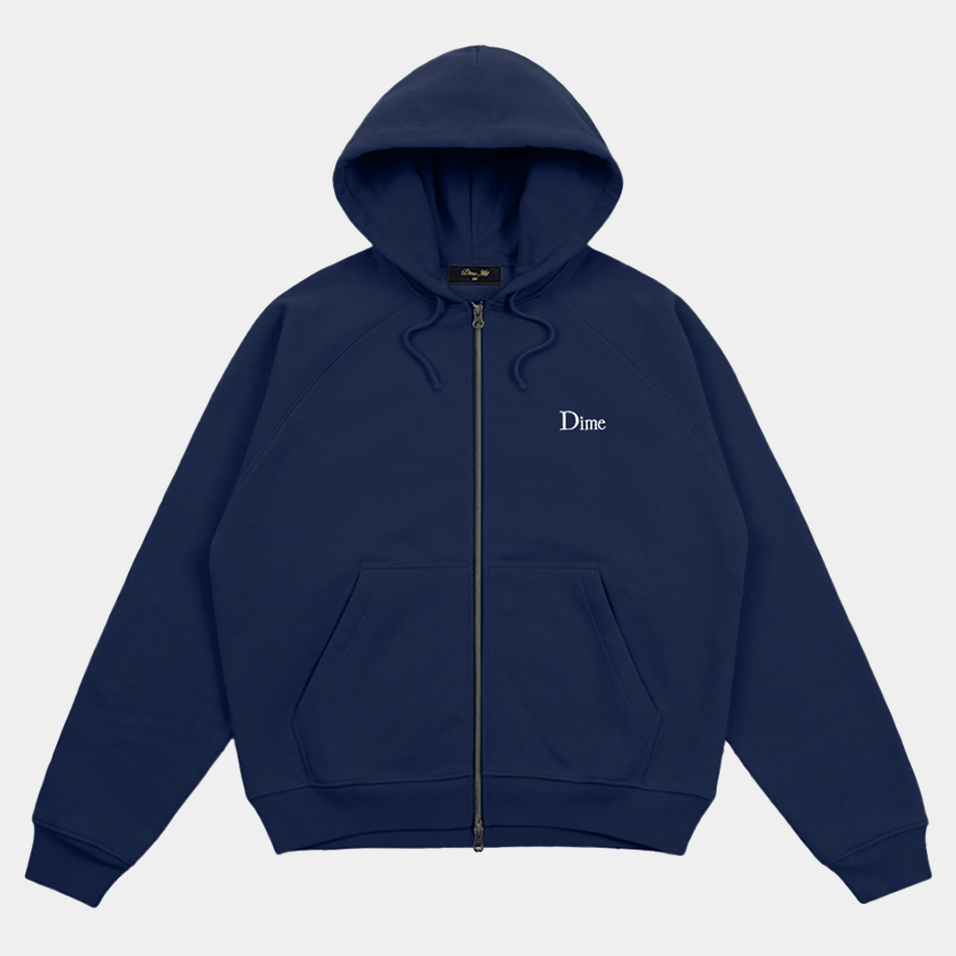 DIME CLASSIC SMALL LOGO ZIP HOODIE - MIDNIGHT NAVY - PLA Skateboarding DIME CLASSIC SMALL LOGO ZIP HOODIE - MIDNIGHT NAVY - PLA Skateboarding