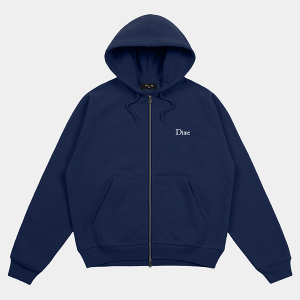 DIME CLASSIC SMALL LOGO ZIP HOODIE - MIDNIGHT NAVY