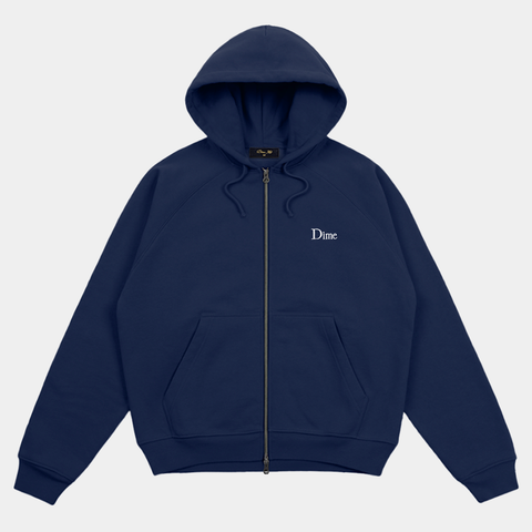 DIME CLASSIC SMALL LOGO ZIP HOODIE - MIDNIGHT NAVY