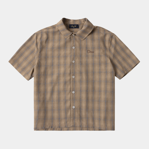 DIME PLAID BUTTON UP SHIRT - BROWN