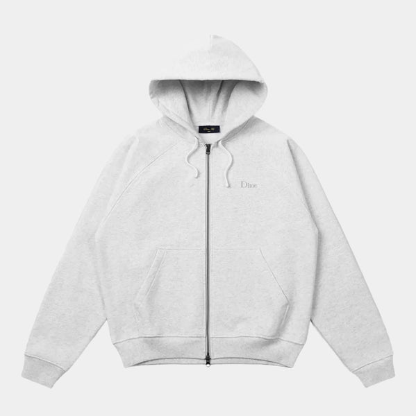 DIME SMALL LOGO ZIP HOODIE - ASH