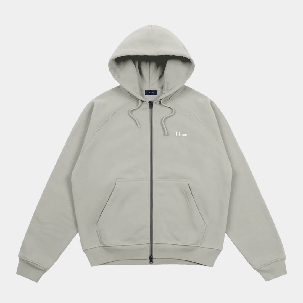 DIME SMALL LOGO ZIP HOODIE - IRON - PLA Skateboarding