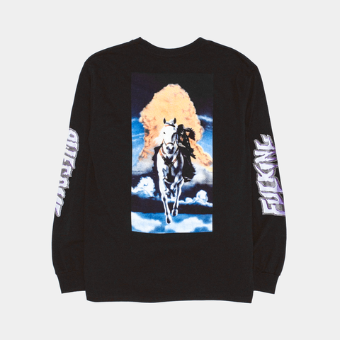 FUCKING AWESOME DEVIL ON A HORSE'S BACK L/S TEE - BLACK