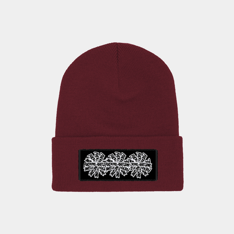FUCKING AWESOME THREE SPIRAL EDGE STITCH BEANIE - BURGUNDY HEATHER