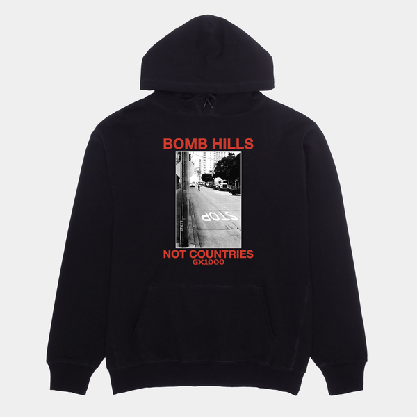 GX1000 BOMB HILLS NOT COUNTRIES HOODIE - BLACK/RED
