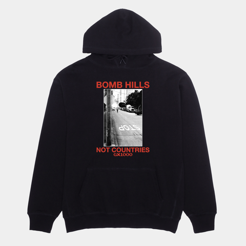 GX1000 BOMB HILLS NOT COUNTRIES HOODIE - BLACK/RED
