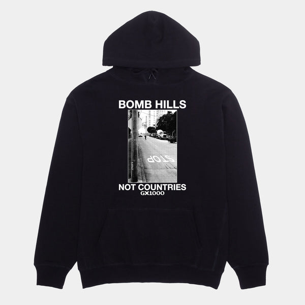 GX1000 BOMB HILLS NOT COUNTRIES HOODIE - BLACK/WHITE