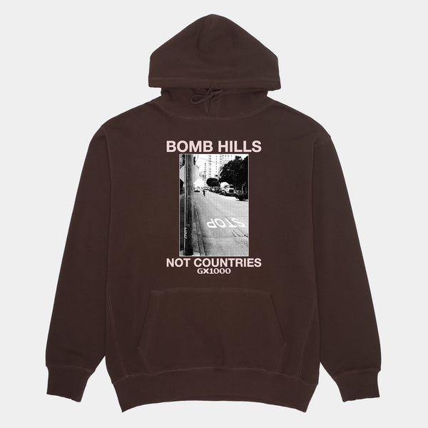 GX1000 BOMB HILLS NOT COUNTRIES HOODIE - BROWN/ROSE