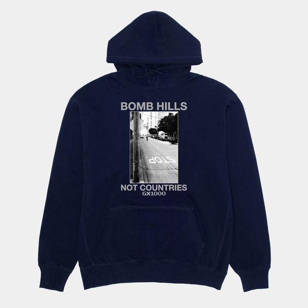 GX1000 BOMB HILLS NOT COUNTRIES HOODIE - NAVY/GREY