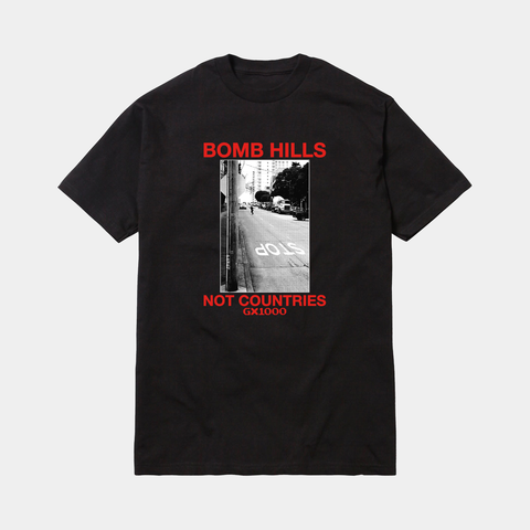 GX1000 BOMB HILLS NOT COUNTRIES TEE - BLACK/RED