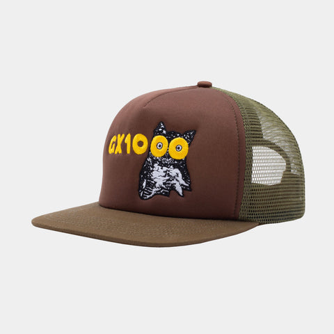 GX1000 OWL TRUCKER HAT - BROWN/GREEN