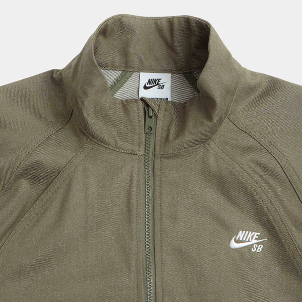 NIKE SB DENIM FULL-ZIP TRACK JACKET - MEDIUM OLIVE/WHITE