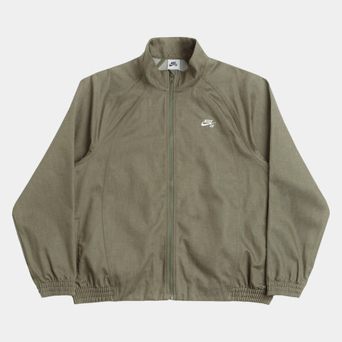 NIKE SB DENIM FULL-ZIP TRACK JACKET - MEDIUM OLIVE/WHITE