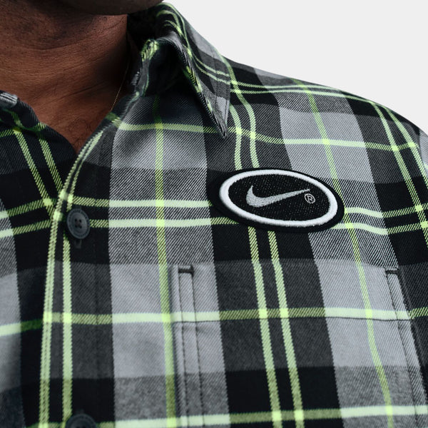 NIKE SB X KOSTON FLANNEL BUTTON UP - DARK SMOKE GREY/VOLT