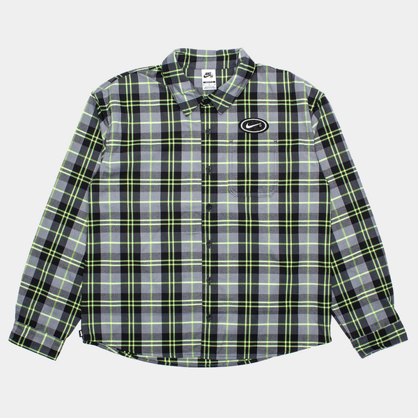 NIKE SB X KOSTON FLANNEL BUTTON UP - DARK SMOKE GREY/VOLT
