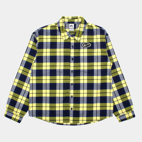 NIKE SB X KOSTON FLANNEL BUTTON UP - MIDNIGHT NAVY/SPEED YELLOW