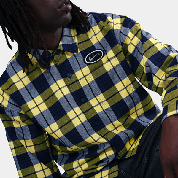 NIKE SB X KOSTON FLANNEL BUTTON UP - MIDNIGHT NAVY/SPEED YELLOW