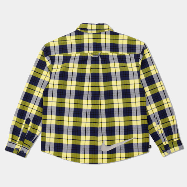 NIKE SB X KOSTON FLANNEL BUTTON UP - MIDNIGHT NAVY/SPEED YELLOW
