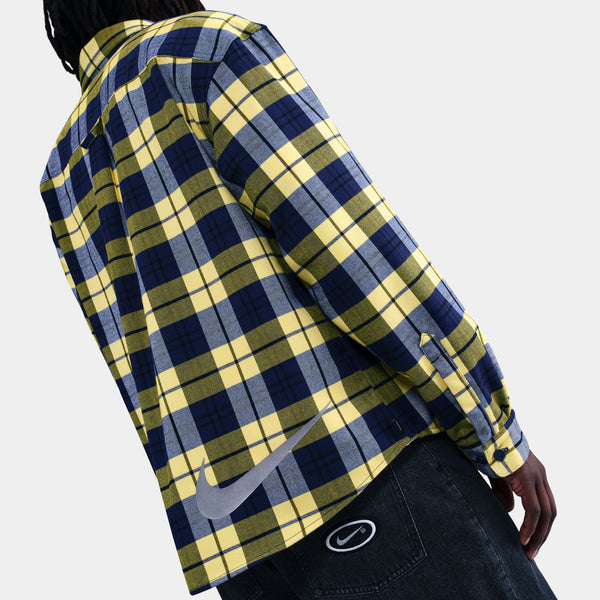 NIKE SB X KOSTON FLANNEL BUTTON UP - MIDNIGHT NAVY/SPEED YELLOW
