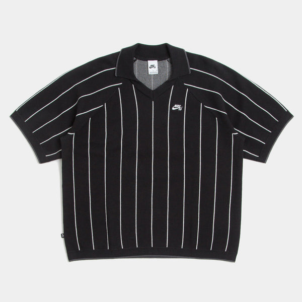 NIKE SB STRIPED POLO SWEATER - BLACK/SAIL