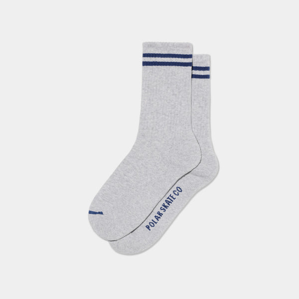 POLAR 2 STRIPES RIB SOCKS - HEATHER GREY/BLUE