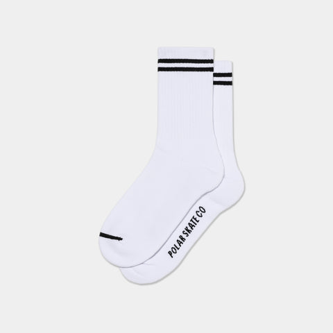 POLAR 2 STRIPES RIB SOCKS - WHITE/BLACK